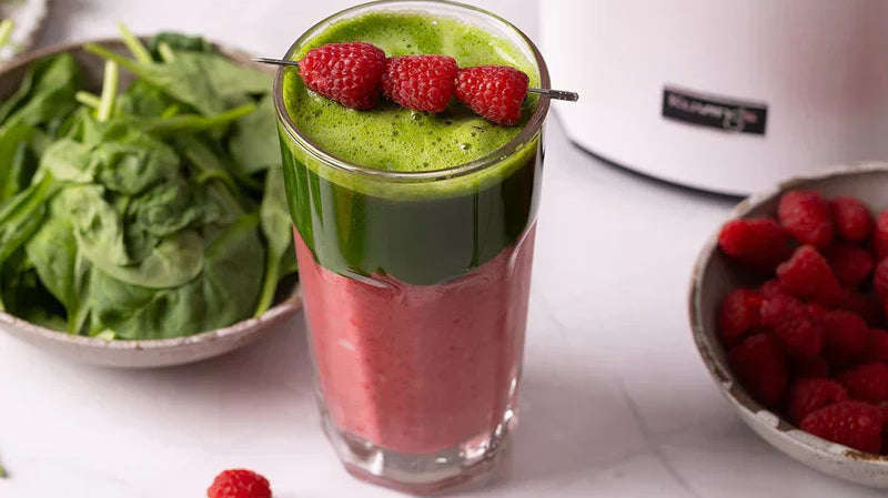 Smoothie de frambuesa y hierba de trigo