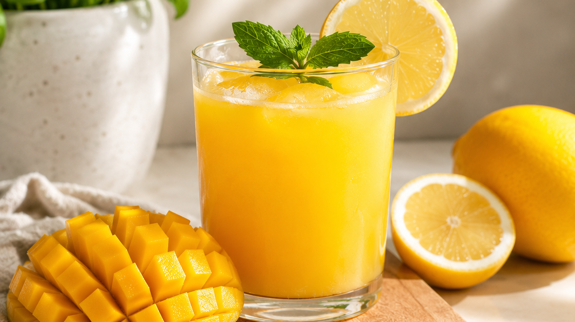 Zumo de mango, limón y jengibre