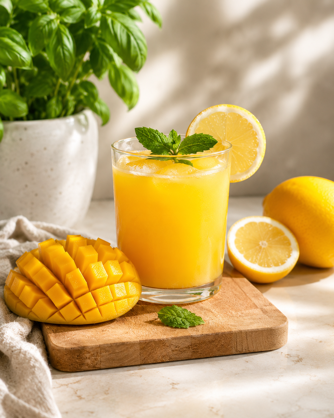 Zumo de mango, limón y jengibre